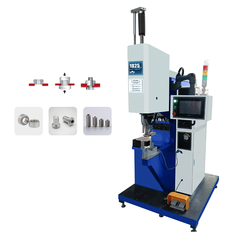 1025MSPe CNC 触摸屏可在一台面板五金件插入机中快速安装 4 种不同的紧固件